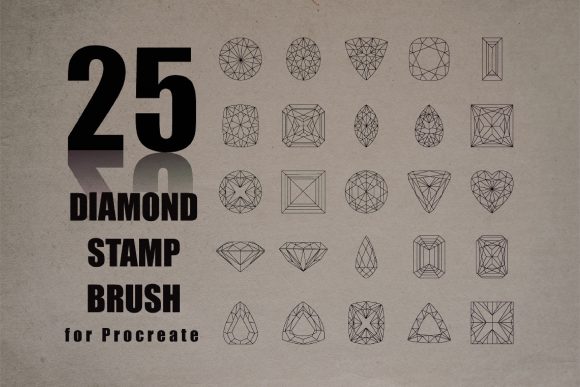 Diamond Shape Stamp Brush for Procreate: 25 Tools