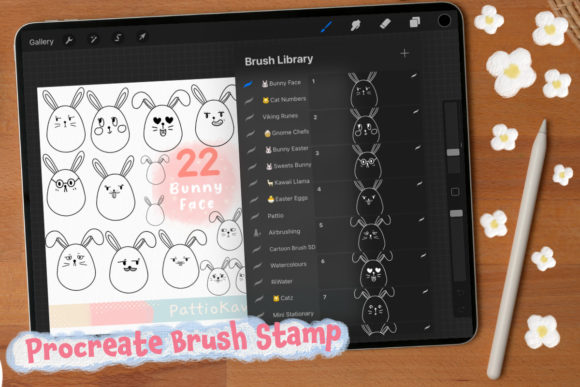 Funny Bunny Face Stamps for Procreate