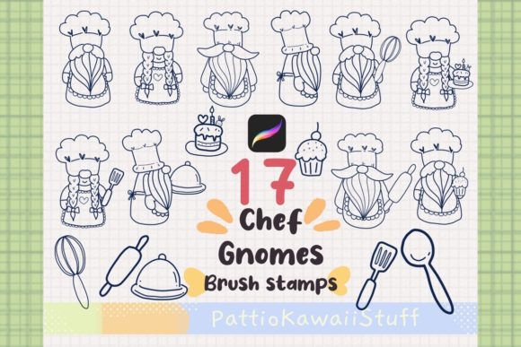 Strategic Visual Storytelling with the Procreate Brush Stamp Gnome Chef Bakery Collection
